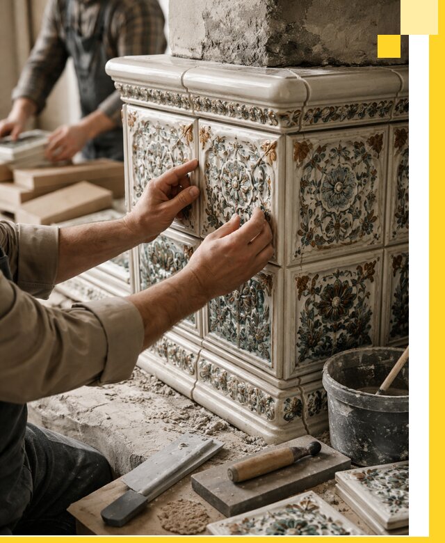 Изразцовые камины под ключ в Приморско-Ахтарске: проект и монтаж