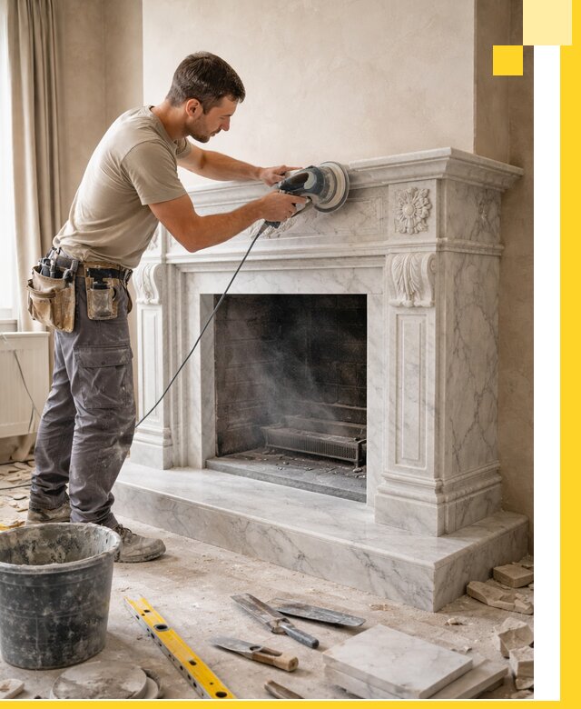 Изготовление и установка мраморных каминов в Приморско-Ахтарске под ключ