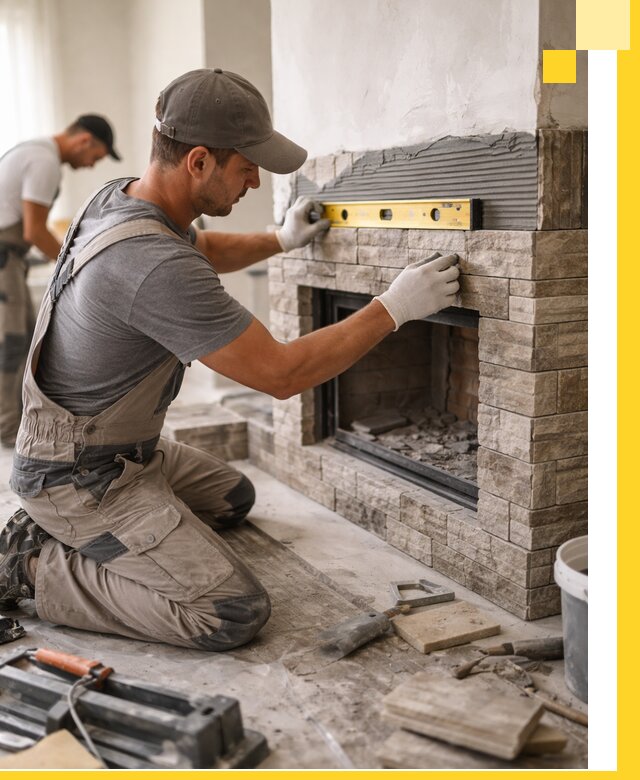 Облицовка каминов в Приморско-Ахтарске, монтаж и отделка натуральным камнем