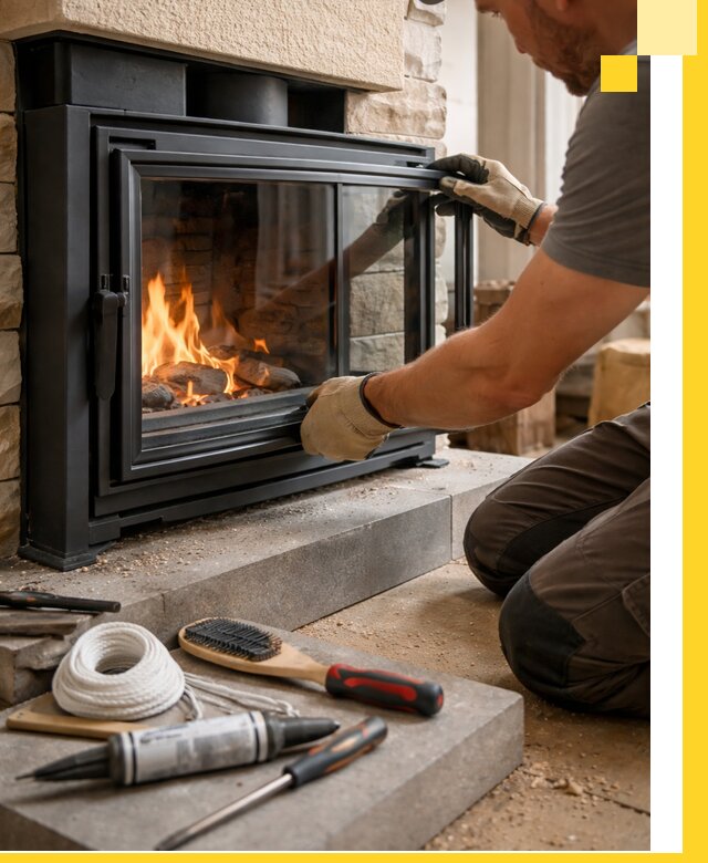 Производство, монтаж и доставка каминов со стеклом в Приморско-Ахтарске