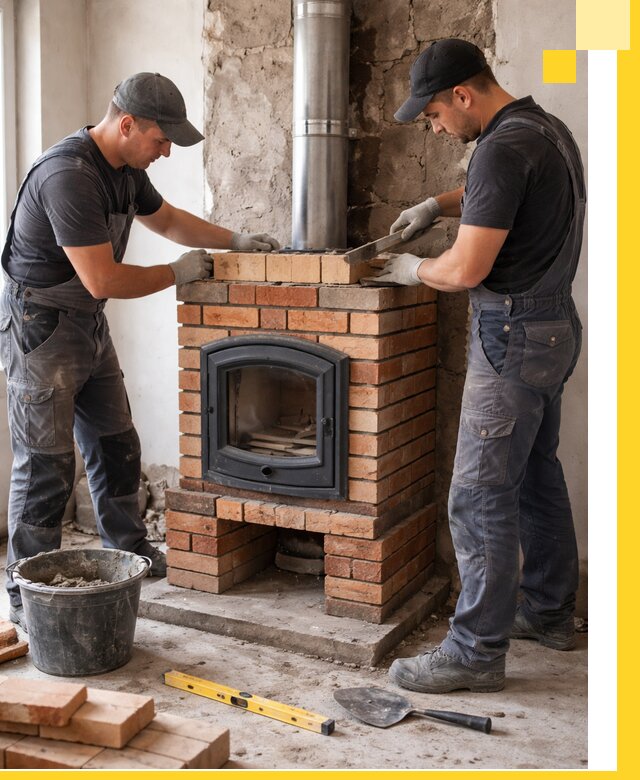 Монтаж печи камина под ключ в Приморско-Ахтарске с гарантией и пусконаладкой