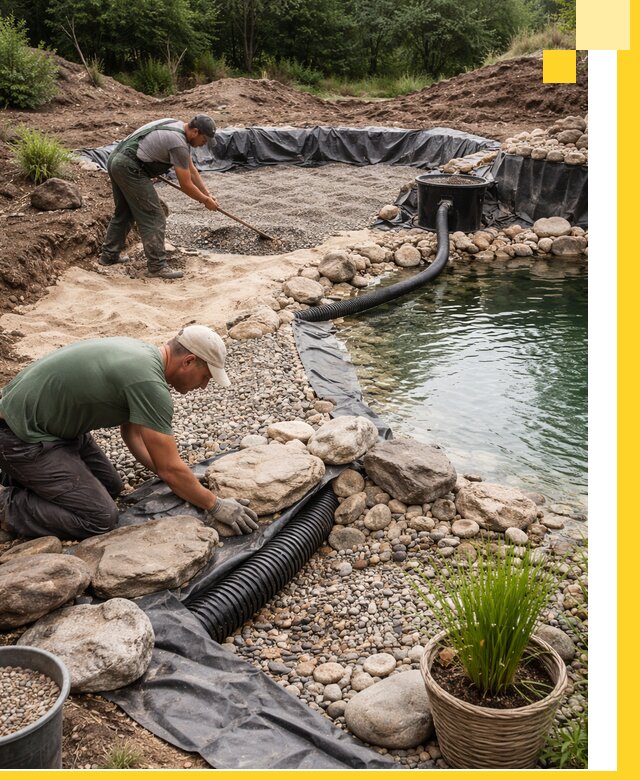 Строительство природных бассейнов и озер в Приморско-Ахтарске под ключ