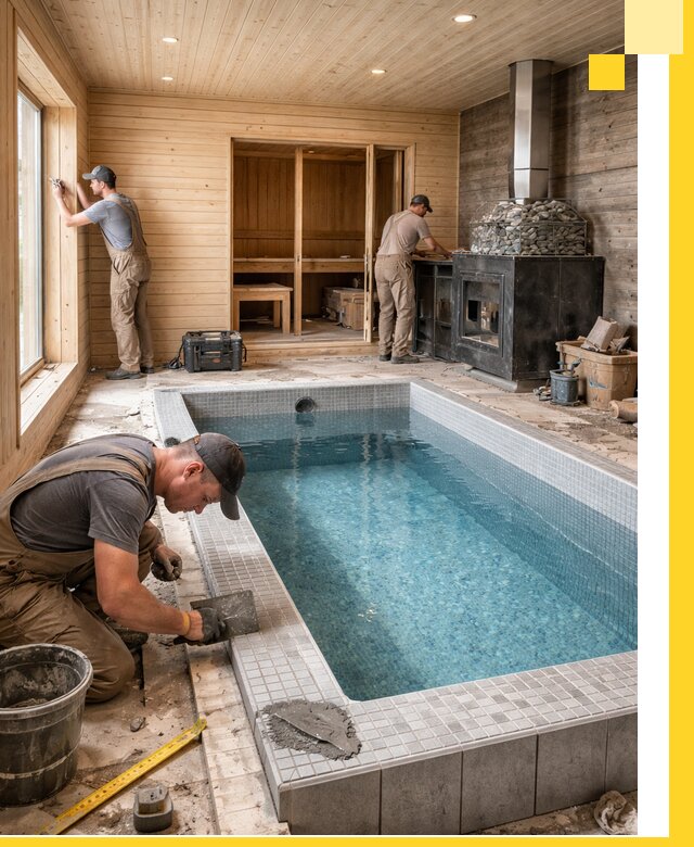 Проект бани с бассейном и сауной в Приморско-Ахтарске под ключ