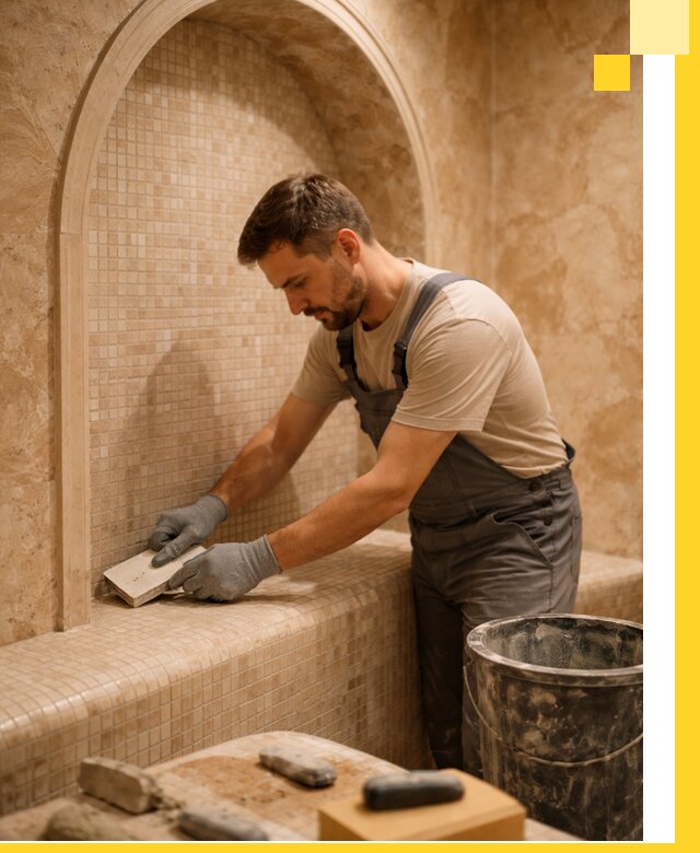 Профессиональная отделка хамамов с мозаикой под ключ в Приморско-Ахтарске