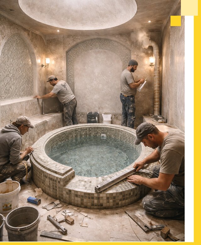 Профессиональное строительство хамама с бассейном в Приморско-Ахтарске под ключ