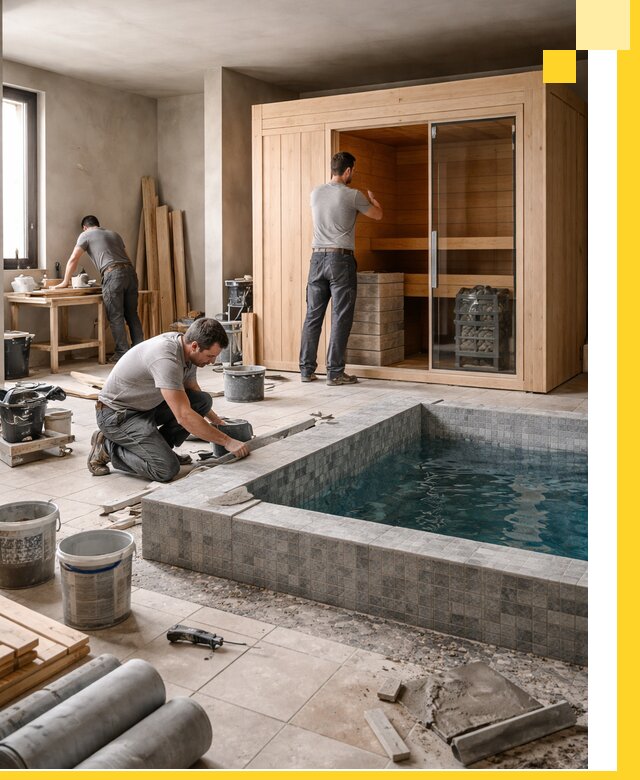 SPA зоны под ключ с бассейном сауной и печью в Приморско-Ахтарске